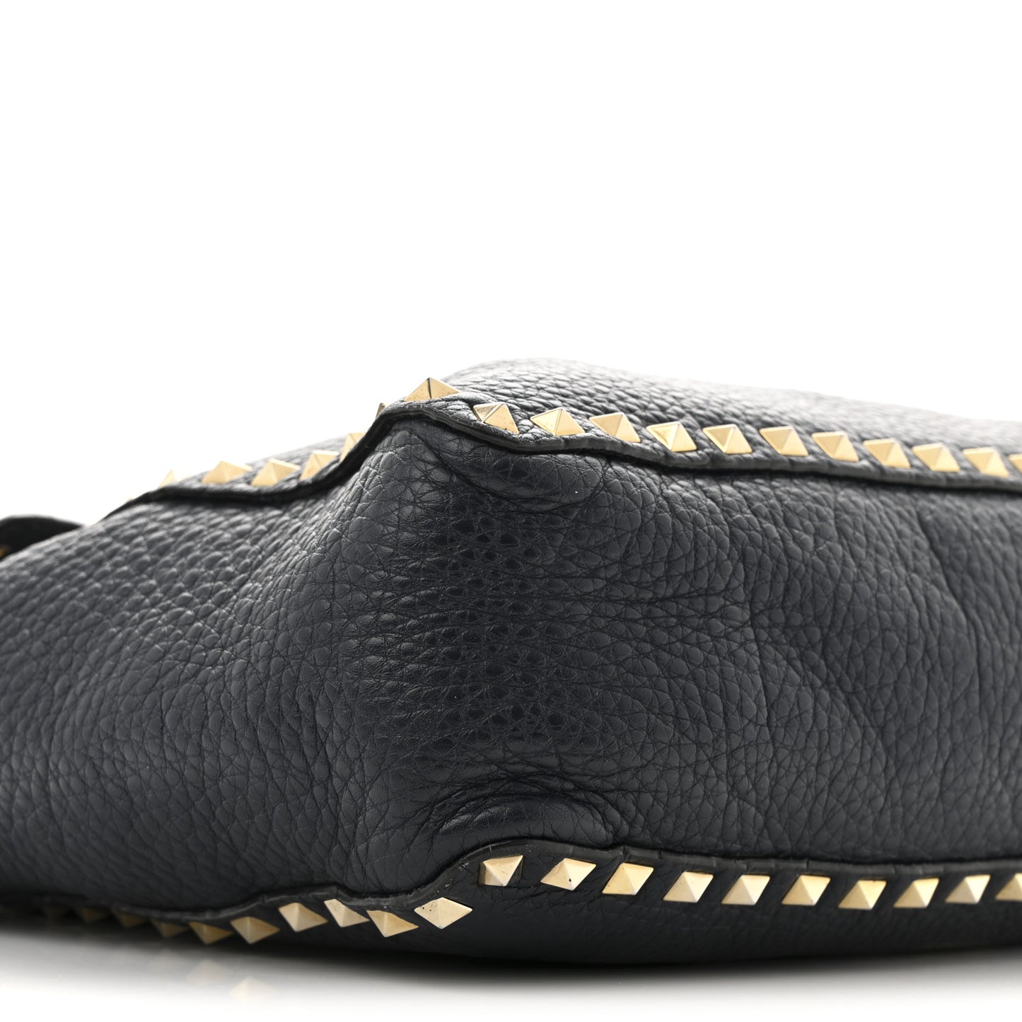 Pebbled Calfskin Rockstud Flip Lock Flap Messenger Satchel Marine