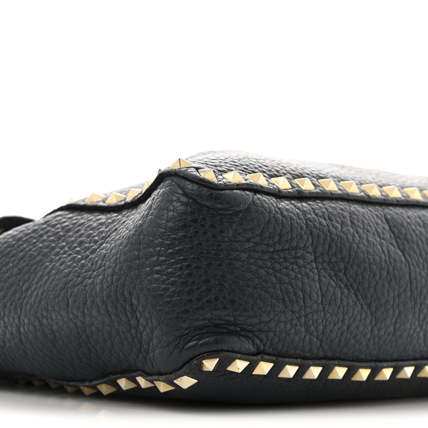 Valentino Garavani Pebbled Calfskin Rockstud Flip Lock Flap Messenger Satchel Marine 8 of 16