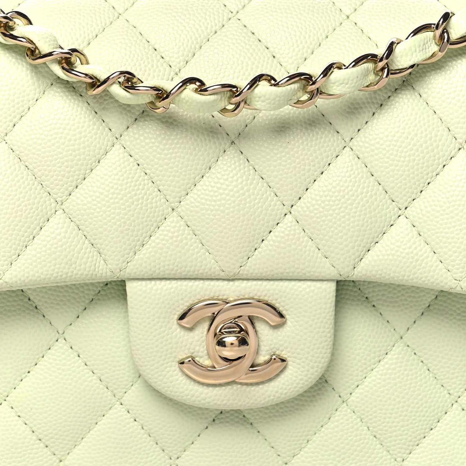 Chanel Caviar Quilted Small Double Flap Light Green 8 of 11