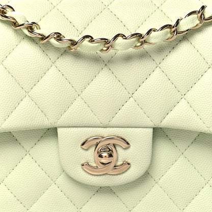 Chanel Caviar Quilted Small Double Flap Light Green 8 of 11