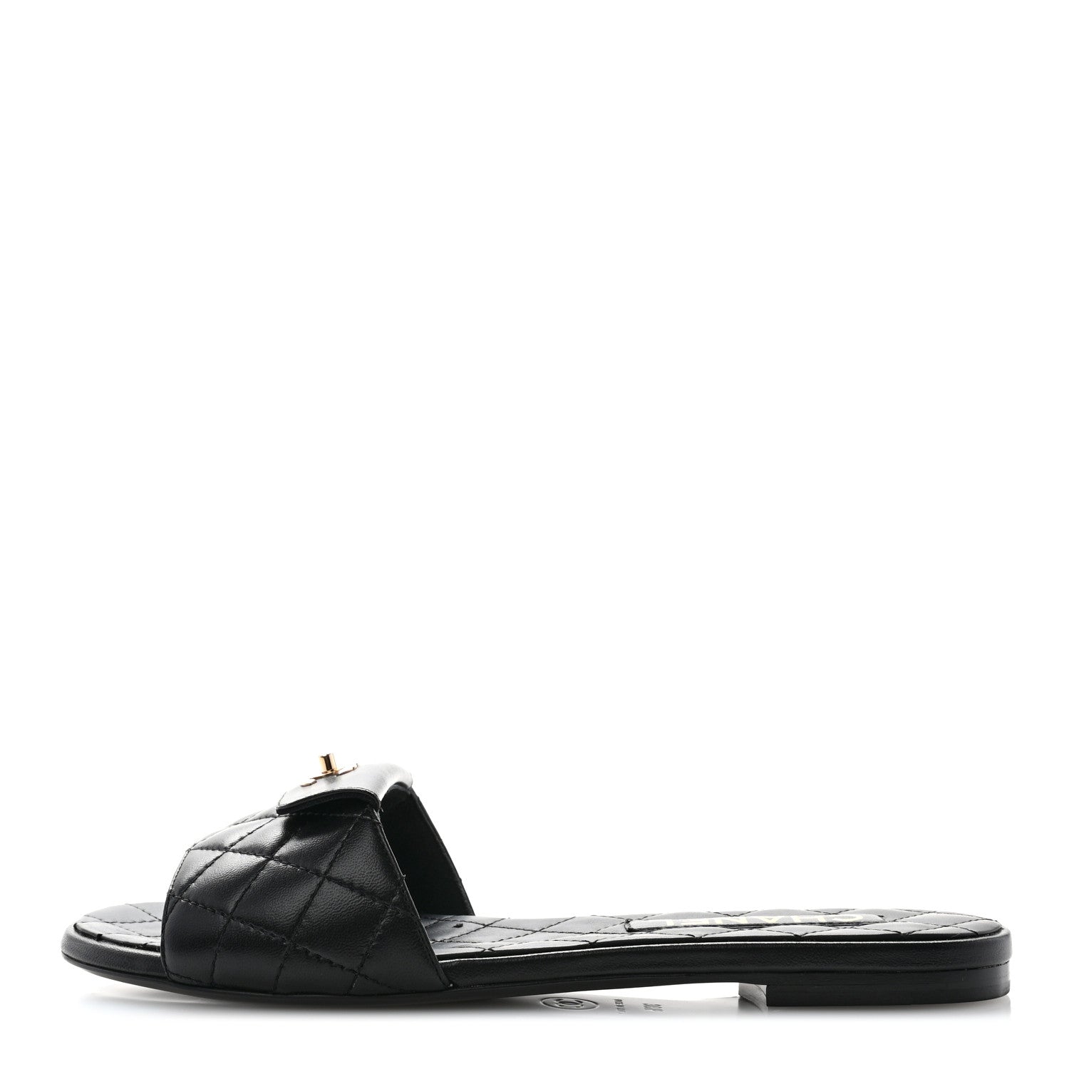 Chanel Lambskin Quilted CC Turnlock Sandals 38.5 Black 1 of 9