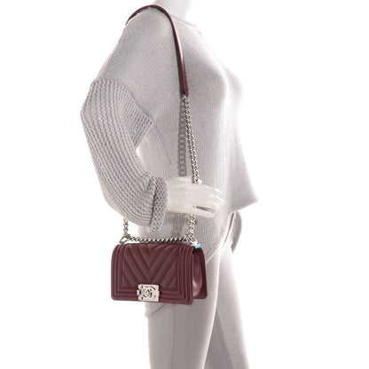 Chanel Calfskin Chevron Quilted Small Boy Flap Burgundy 2 of 8