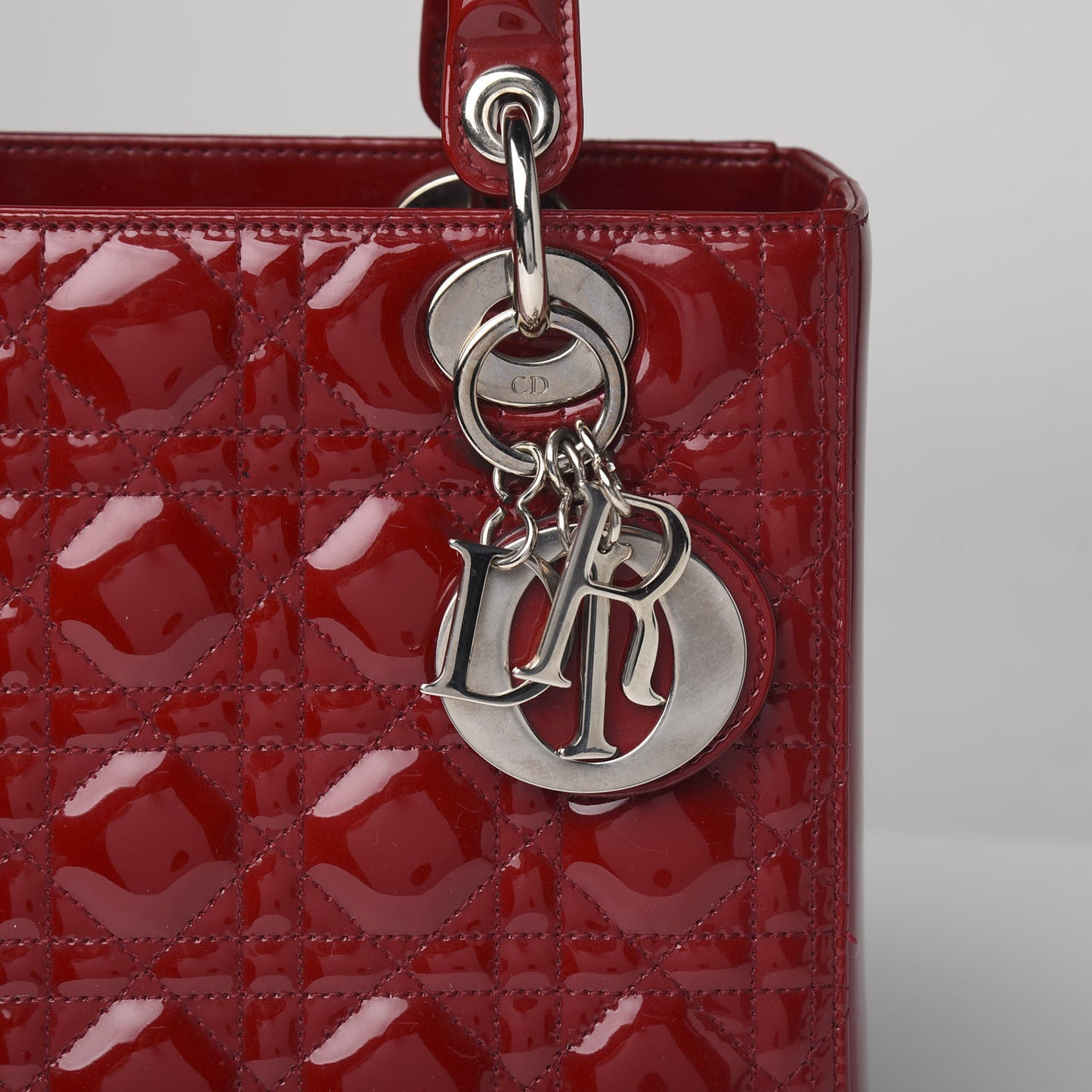 Patent Cannage Medium Lady Dior Red
