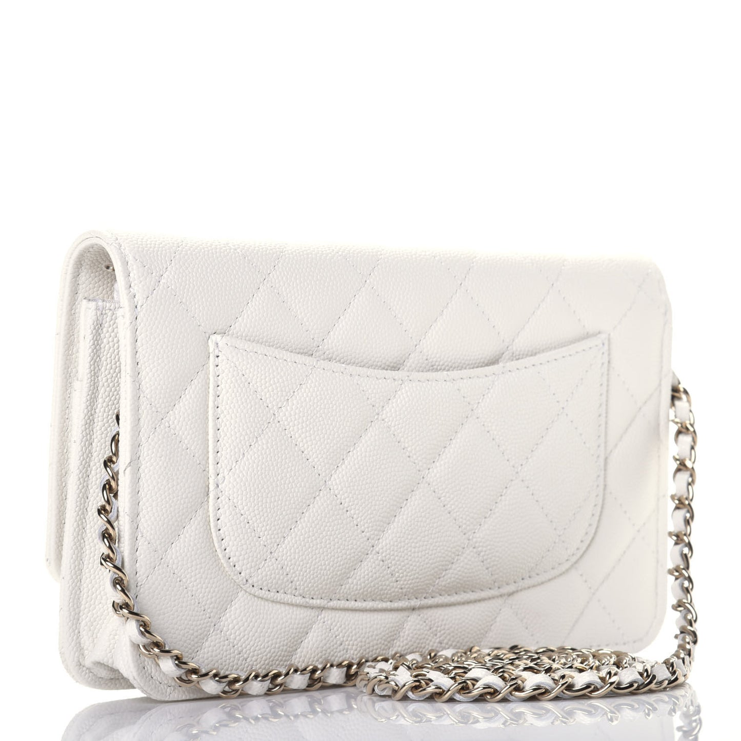 Caviar Quilted Wallet On Chain WOC White