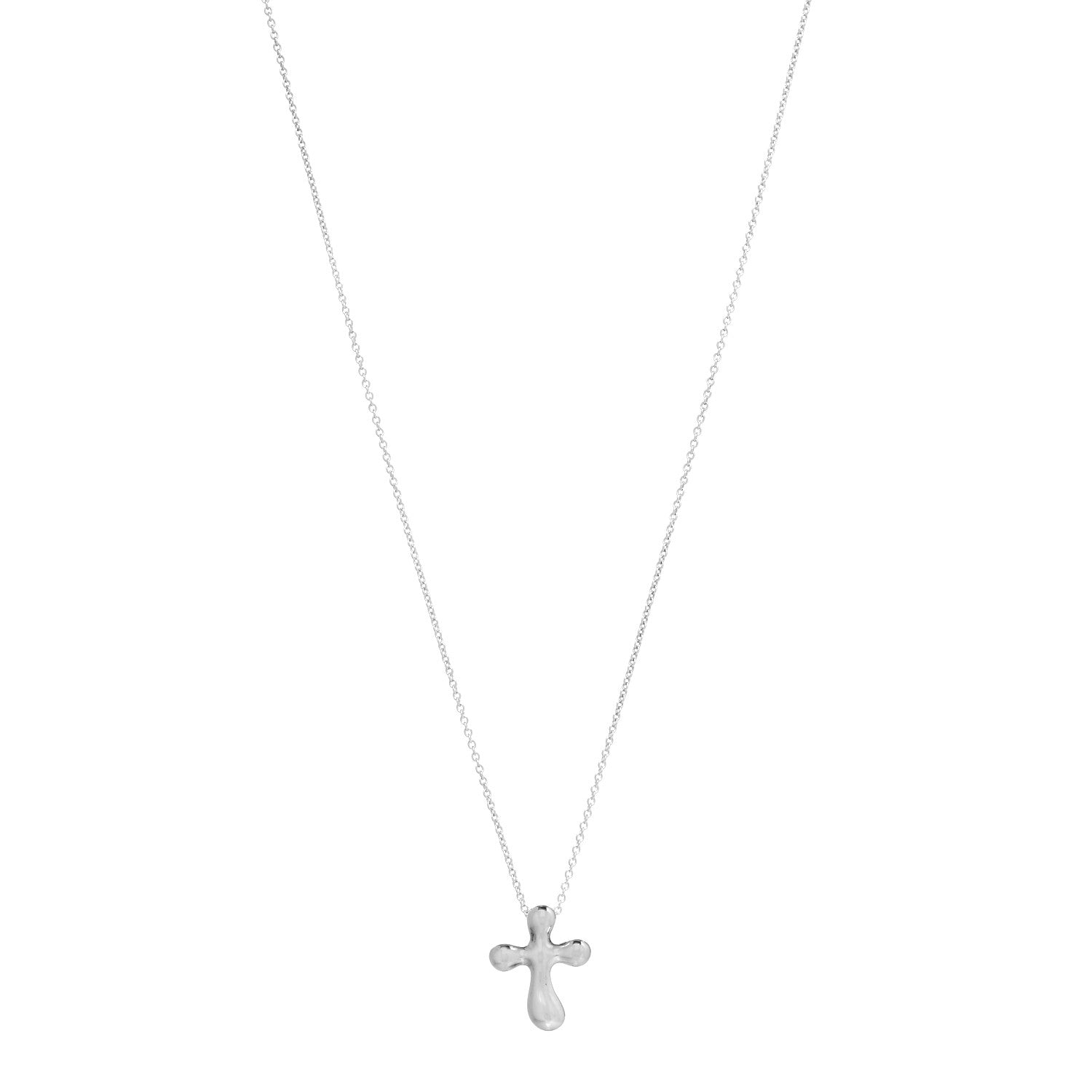 Tiffany Sterling Silver 14mm Elsa Peretti Cross Pendant Necklace 1 of 5