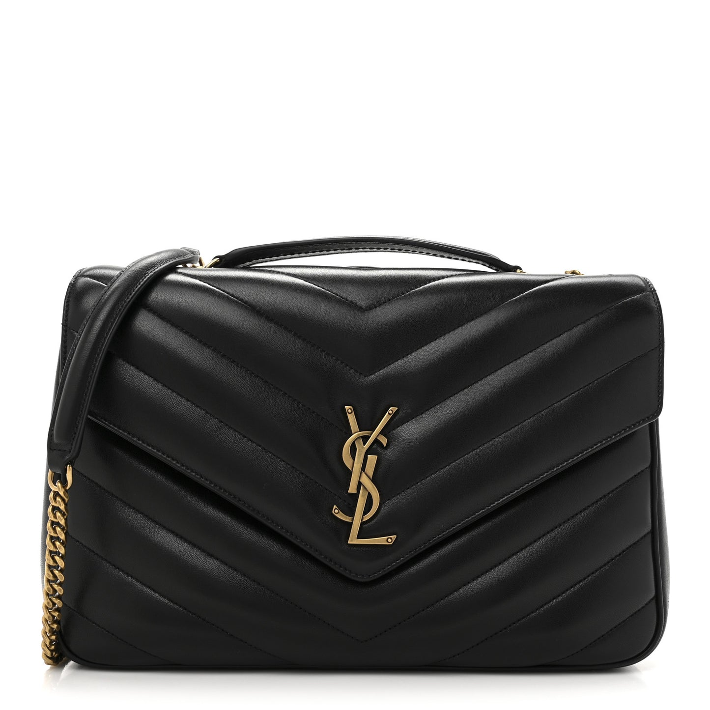Lambskin Chevron Quilted Large Loulou Black