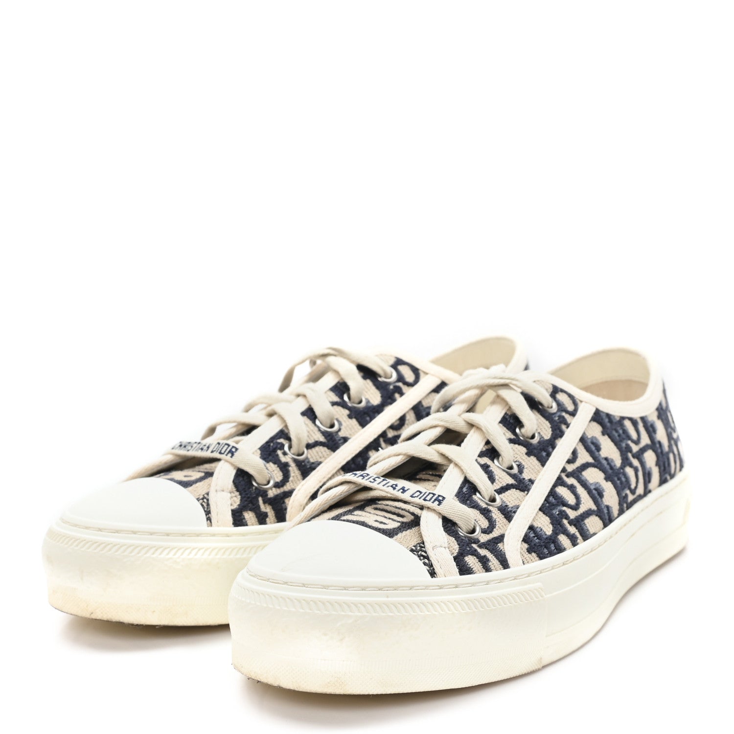 Christian Dior Canvas Oblique Walk'N'Dior Low Top Sneakers 38 Deep