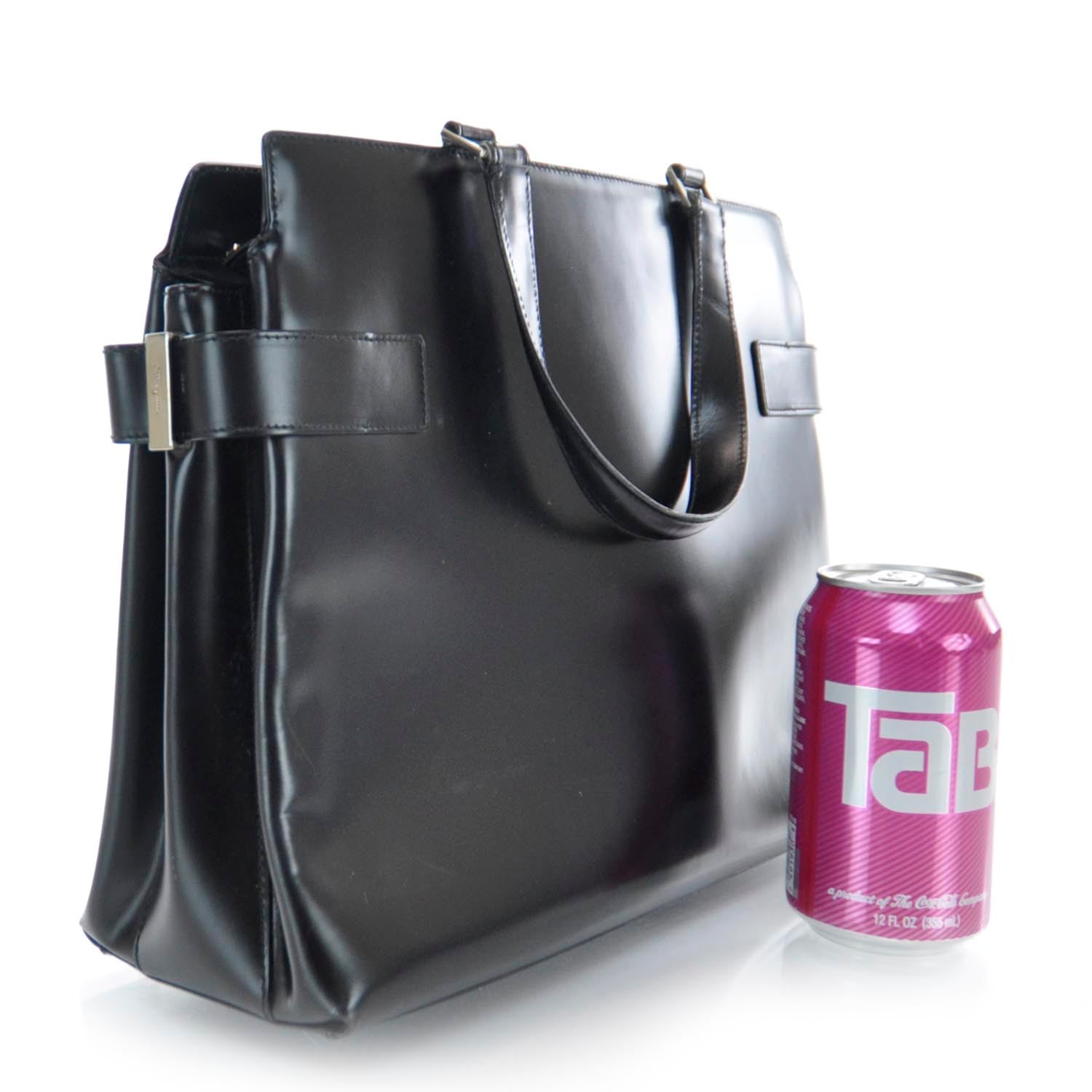FASHIONPHILE SALVATOREFERRAGAMOLeatherGanciniBuckleToteBlack 3 of 8