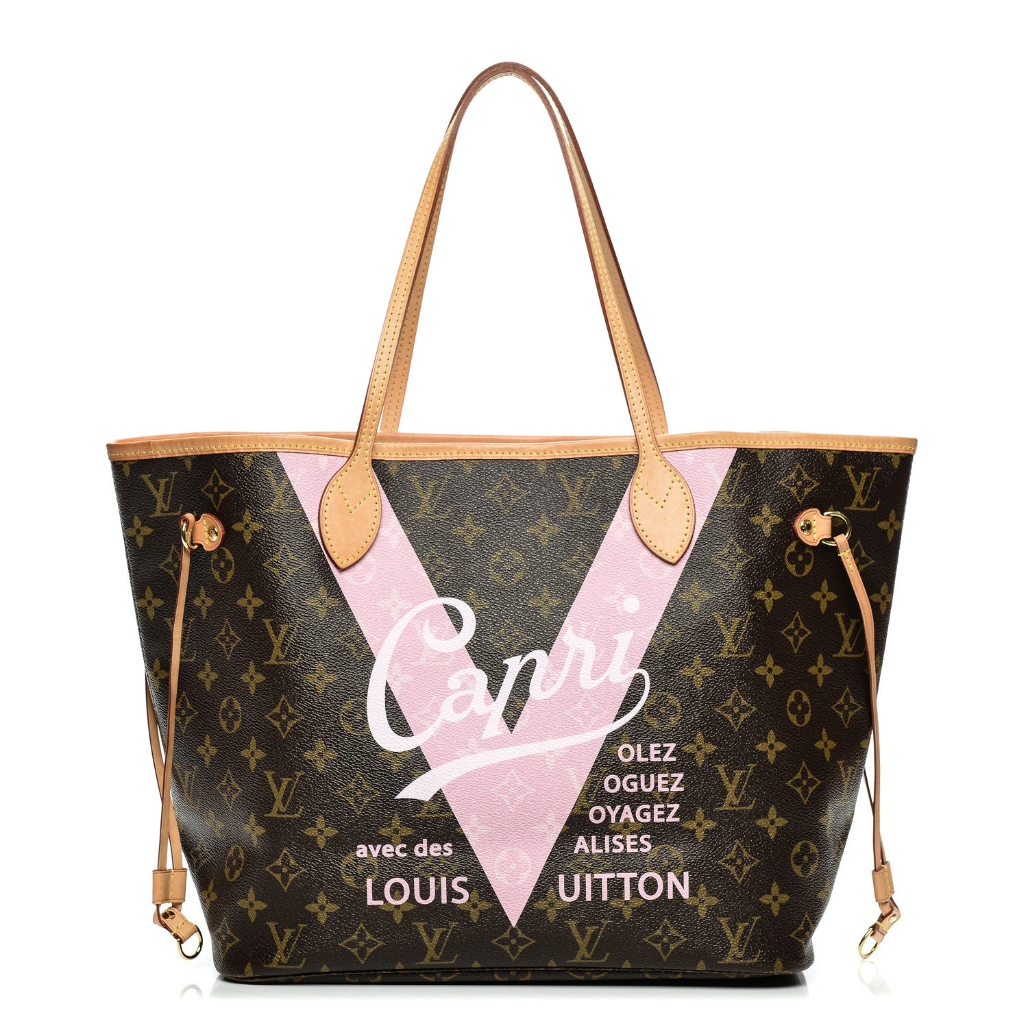 Louis Vuitton Monogram Capri V Neverfull MM Rose Ballerine 1 of 8