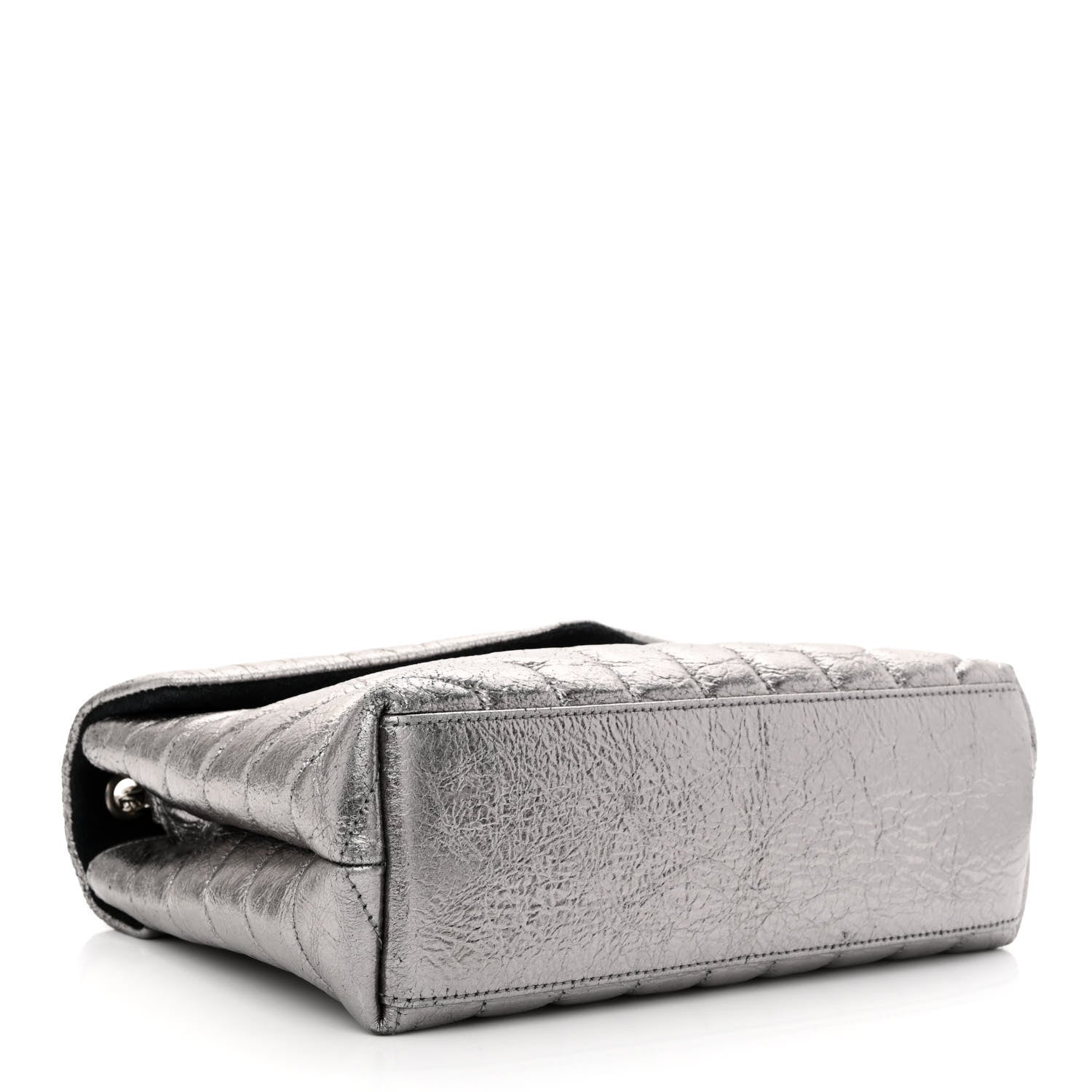 Saint Laurent Metallic Calfskin Y Quilted Monogram Small Loulou Chain Satchel Acciaio 4 of 13