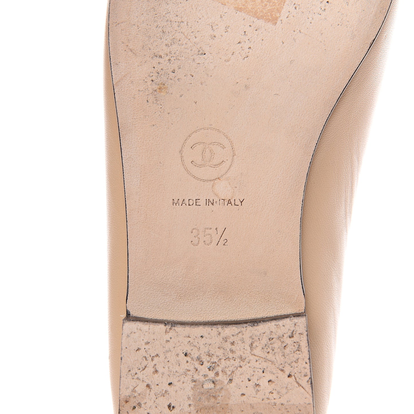 Lambskin Cap Toe CC Ballerina Flats 35.5 Beige Black