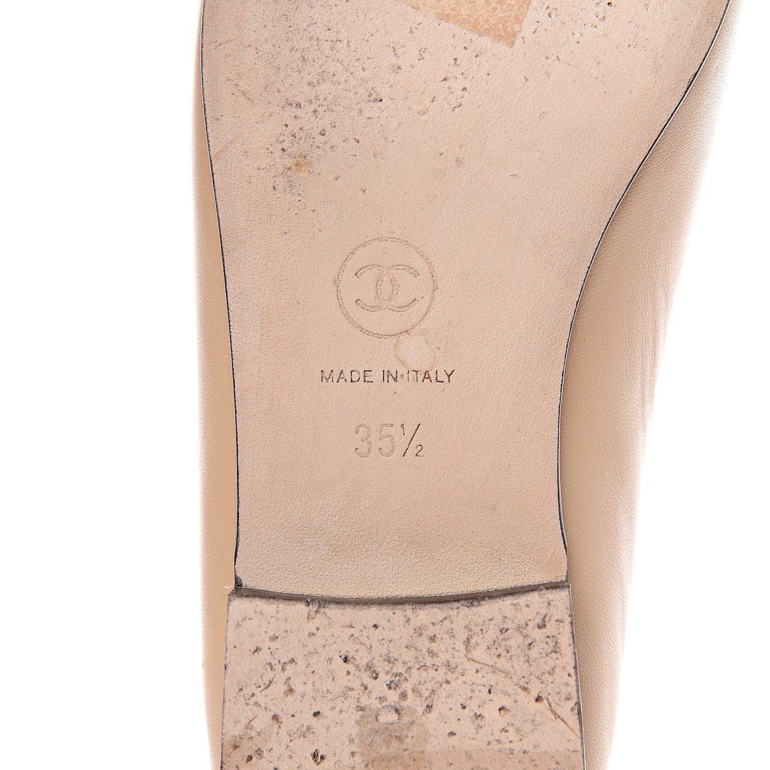 Chanel Lambskin Cap Toe CC Ballerina Flats 35.5 Beige Black 8 of 10
