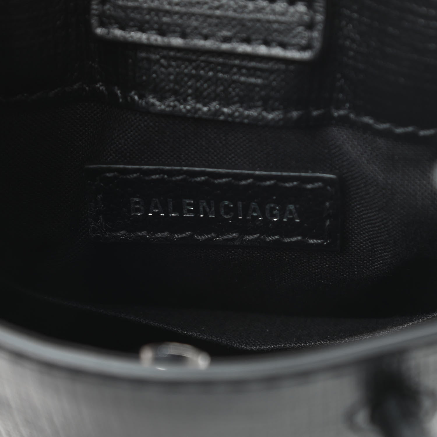 Balenciaga Squared Calfskin Logo Shopping Phone Holder Bag Black 6 of 10