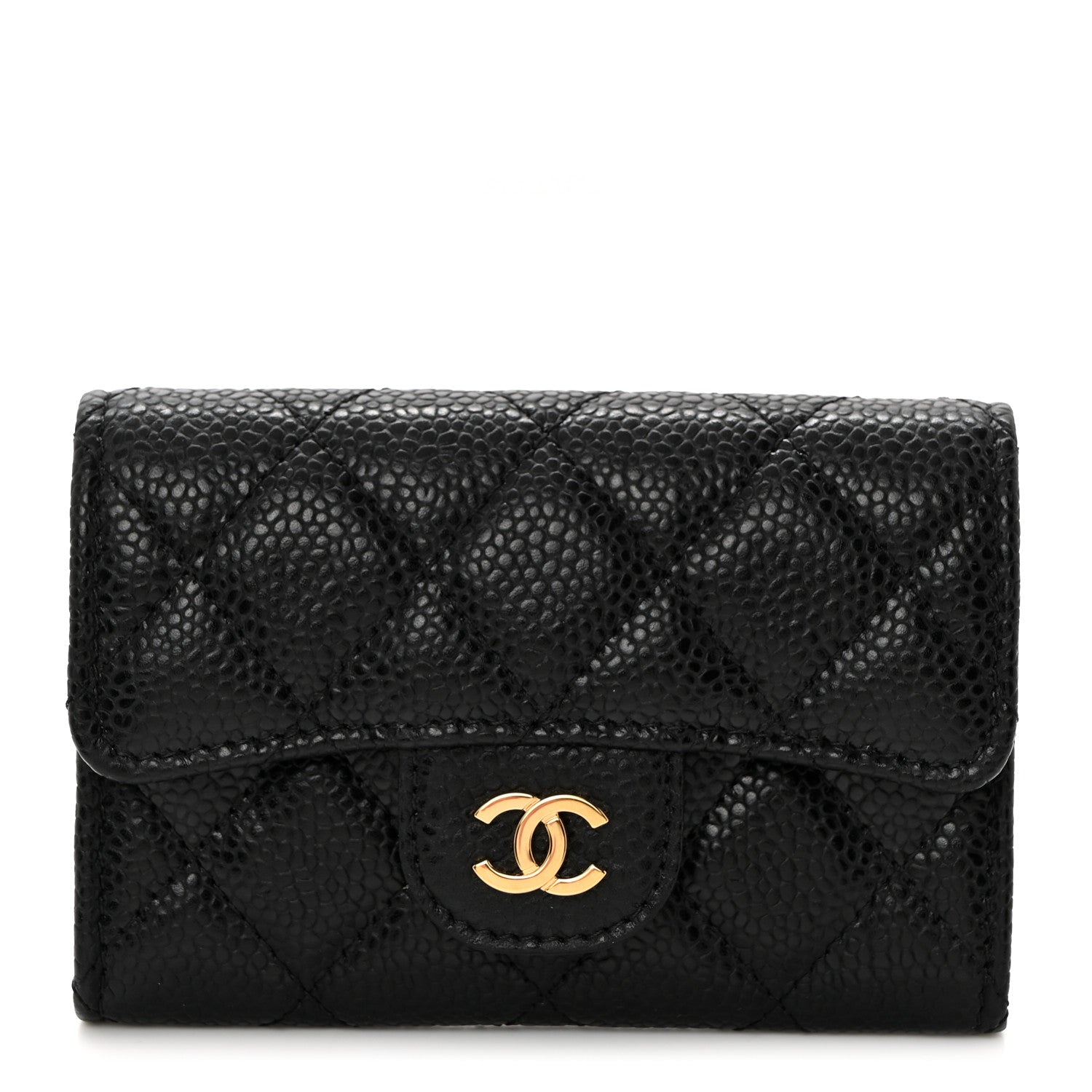 Chanel Caviar Quilted Flap Card Holder Wallet Black 1 of 9