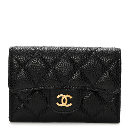 Chanel Caviar Quilted Flap Card Holder Wallet Black 1 of 9