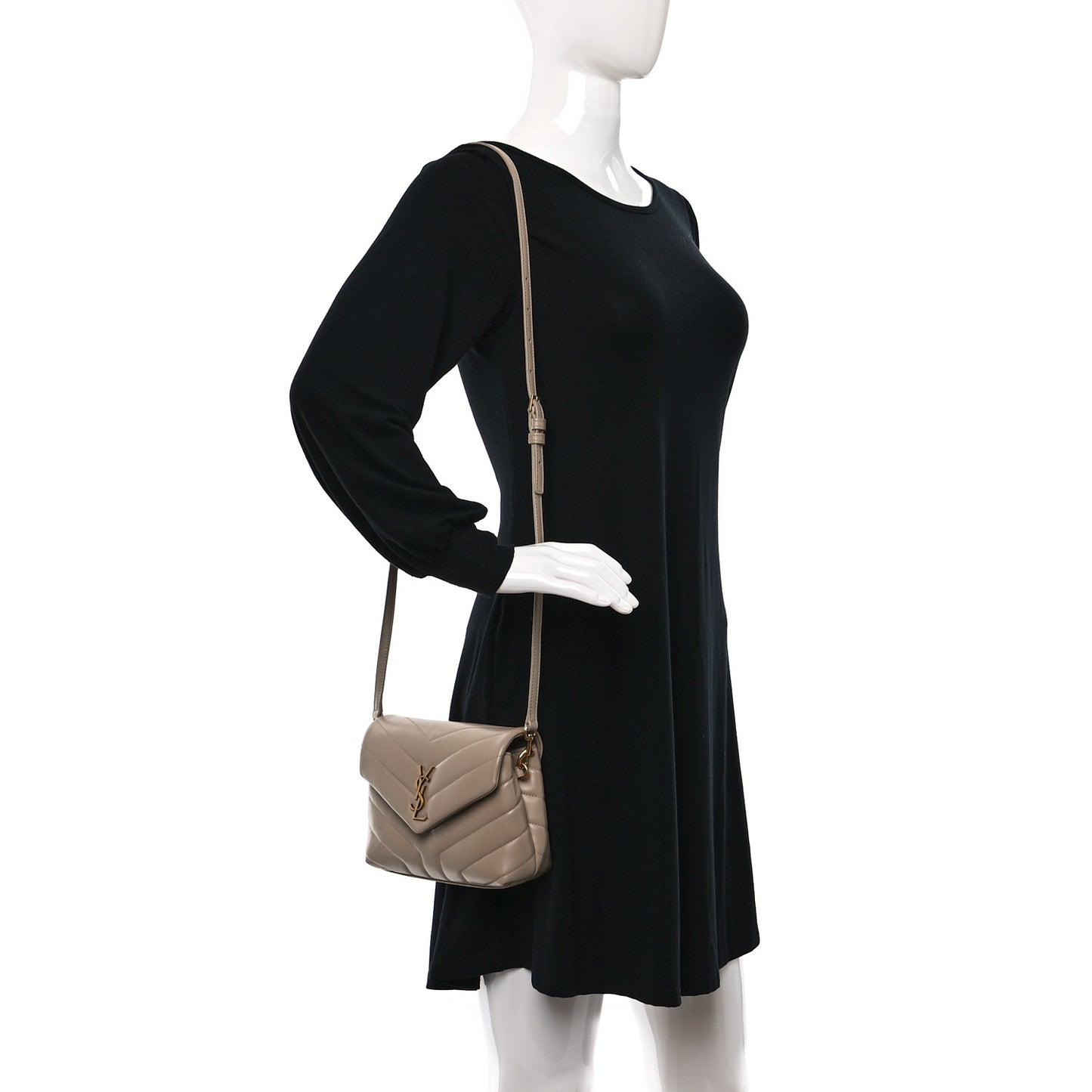 Calfskin Y Quilted Monogram Toy Loulou Crossbody Bag Dark Beige