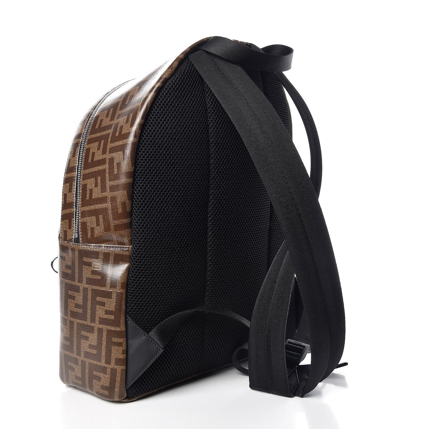 Glazed Fabric Vitello Century FF 1974 Stamp Patch Pouch Pocket Backpack Mogano Panna Black