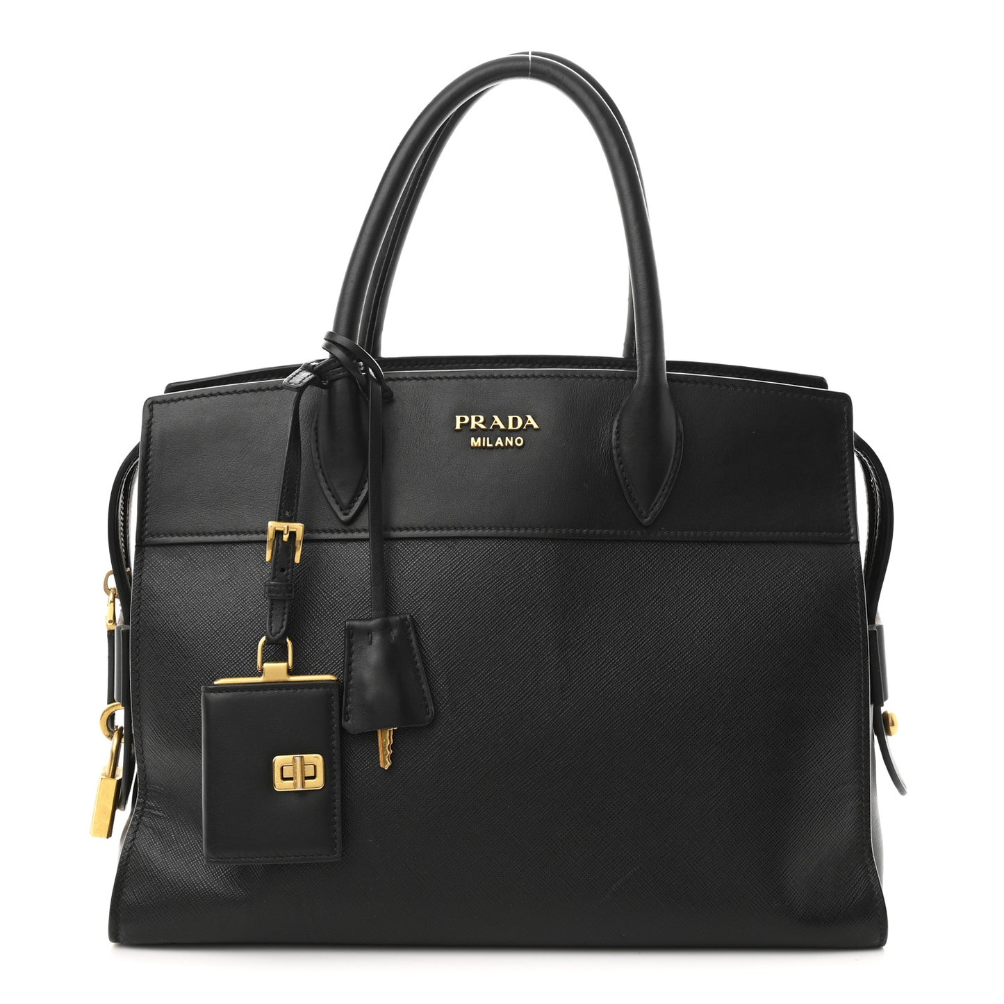 Saffiano City Calfskin Medium Esplanade Tote Black