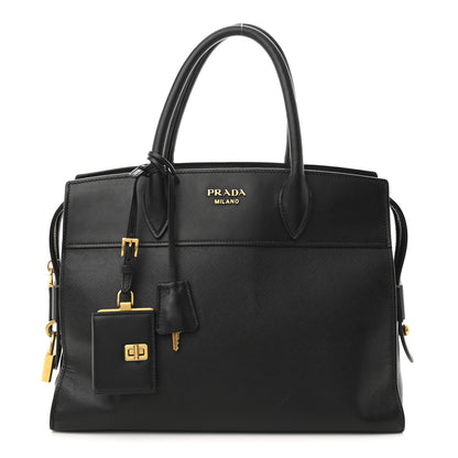 Prada Saffiano City Calfskin Medium Esplanade Tote Black 1 of 12