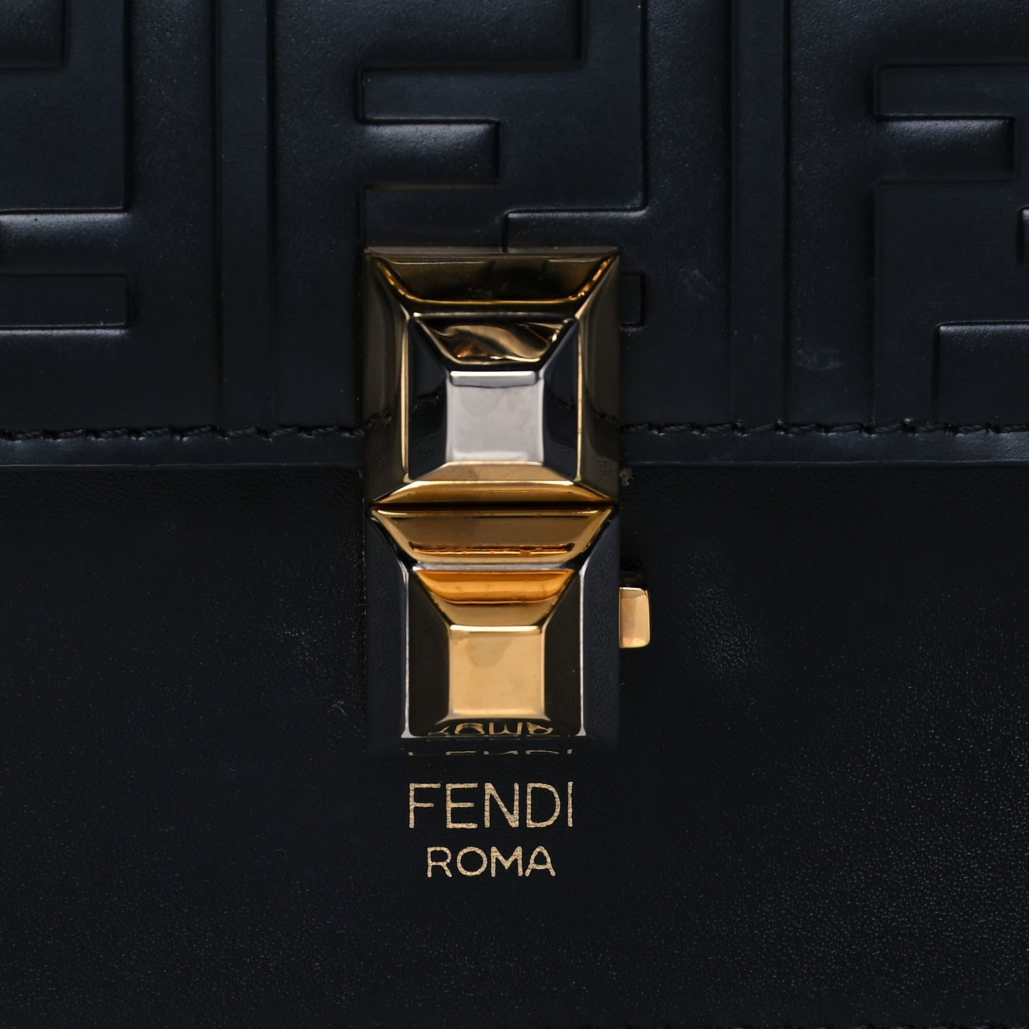 Fendi Vitello Liberty FF 1974 Embossed Small Kan I Shoulder Bag Black 7 of 12