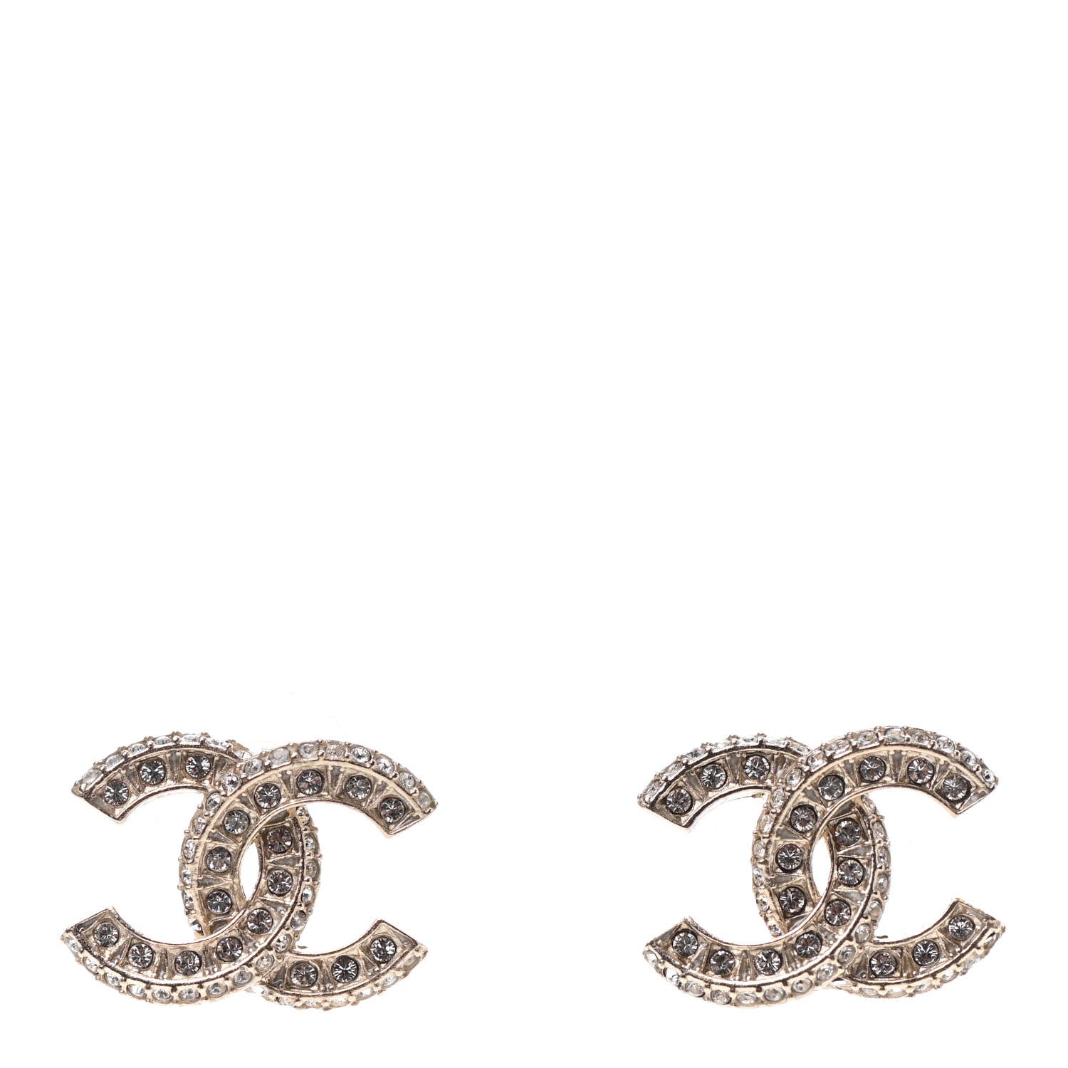 Chanel Crystal Timeless CC Earrings Light Gold 1 of 9