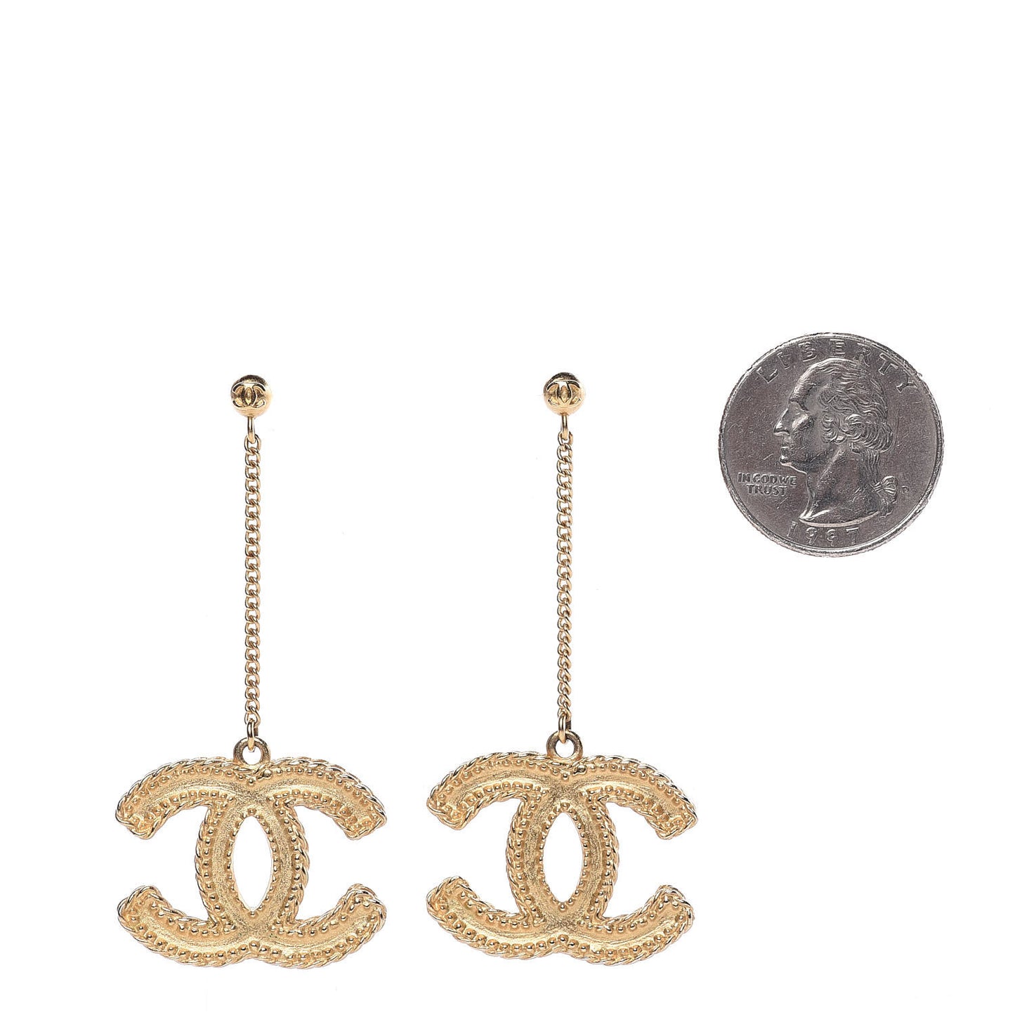 CC Drop Earrings Matte Gold