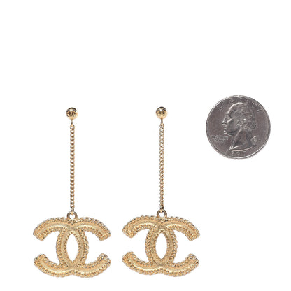 Chanel CC Drop Earrings Matte Gold 2 of 5