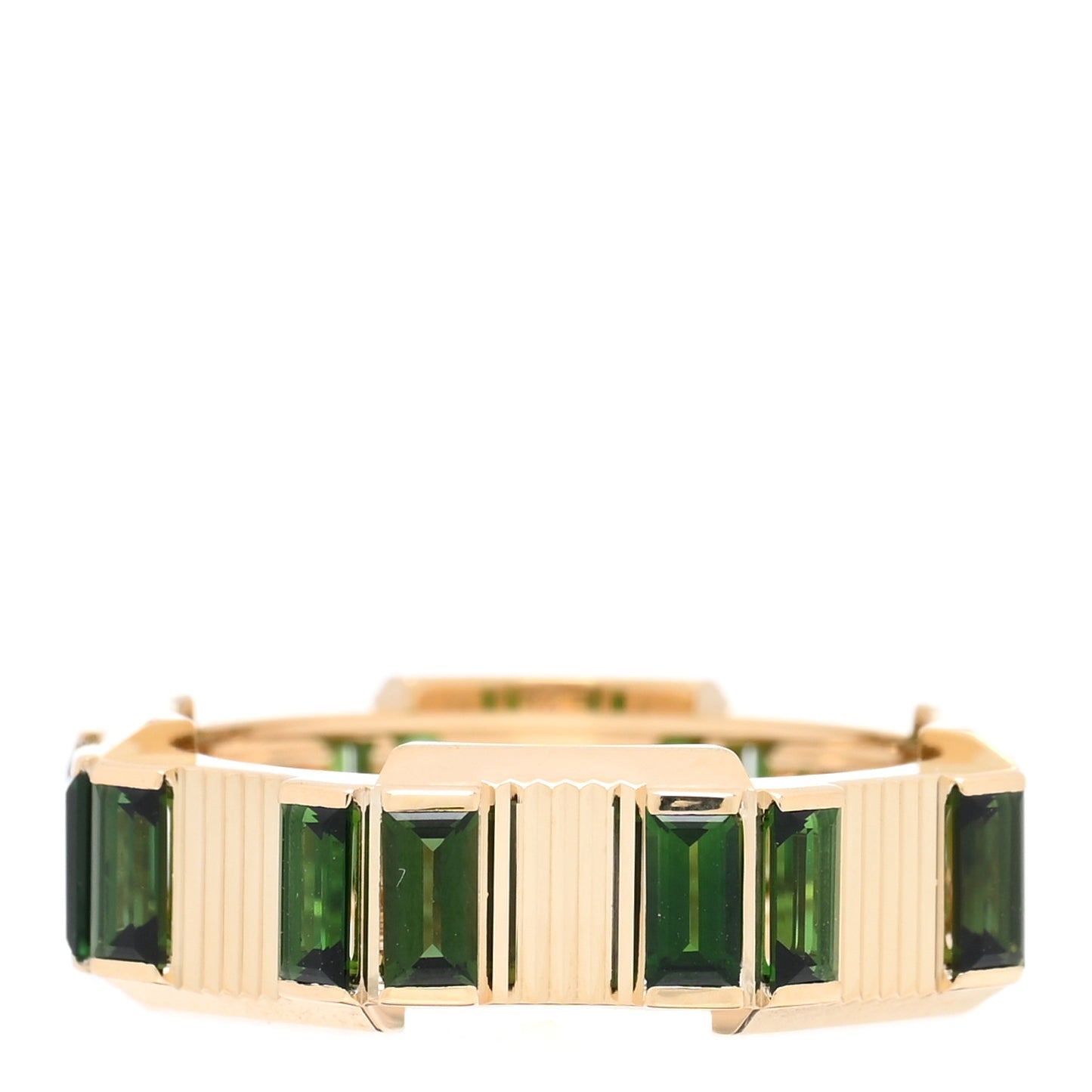18K Yellow Gold Green Tourmaline 7mm Link to Love Ring 51 5.75