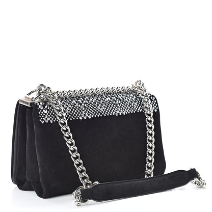 Versace Suede Palazzo Crystal Chain Evening Bag Black 3 of 9