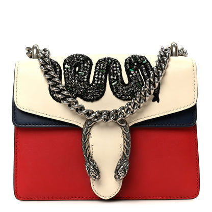 Gucci Calfskin Crystal Snake Embroidered Mini Dionysus Shoulder Bag Mystic White Hibiscus Red Blue Agata 1 of 12