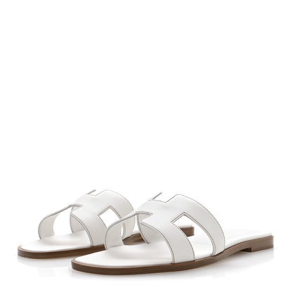 Hermes Box Calfskin Oran Sandals 39.5 White 4 of 8