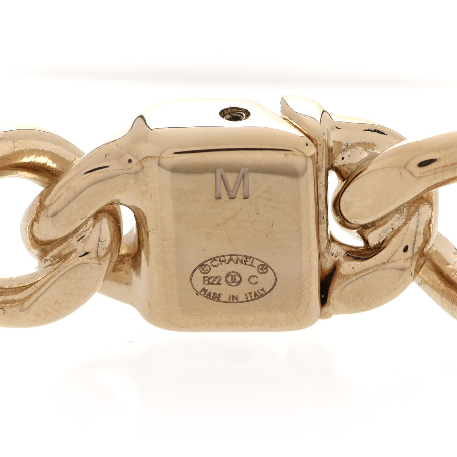 Chanel Metal CC Chain Link Choker Necklace M Gold 4 of 5