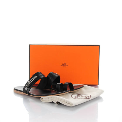 Hermes Lambskin Quasar Sandals 38 Black 7 of 7