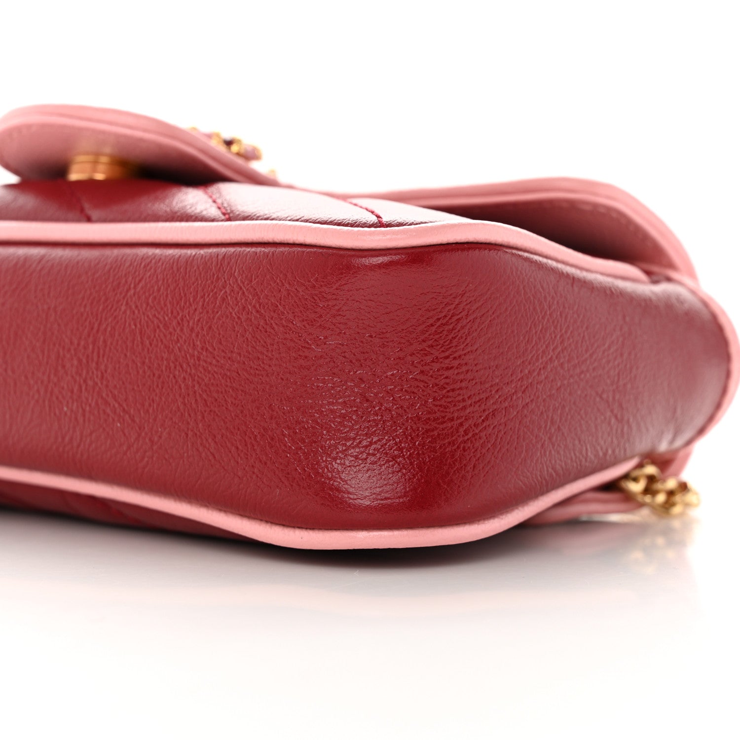 Gucci Azalea Calfskin Enamel Matelasse Diagonal Super Mini Torchon GG Marmont Shoulder Bag New Cherry Red Wild Rose 10 of 10