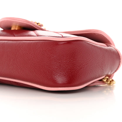 Gucci Azalea Calfskin Enamel Matelasse Diagonal Super Mini Torchon GG Marmont Shoulder Bag New Cherry Red Wild Rose 10 of 10