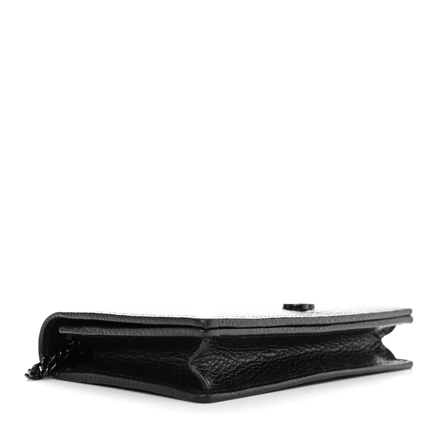 Dollar Calfskin Enamel Monochrome Mini GG Marmont Chain Wallet Black