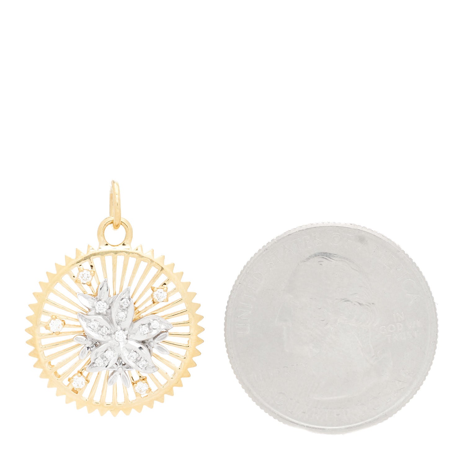 Foundrae 18K Yellow Gold Diamond Medium Resilience Medallion Pendant 2 of 3