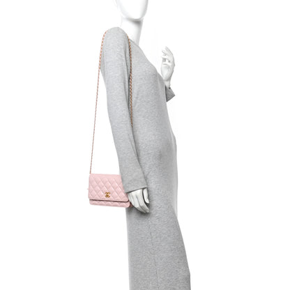 Chanel Lambskin Quilted CC Pearl Crush Wallet on Chain WOC Light Pink 2 of 12