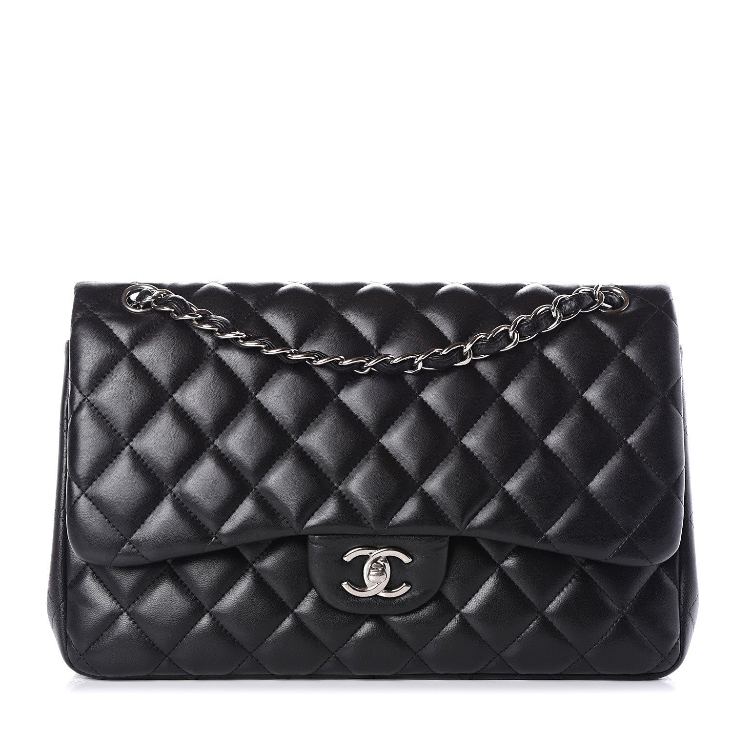 Chanel Lambskin Quilted Jumbo Double Flap Black 1 of 12