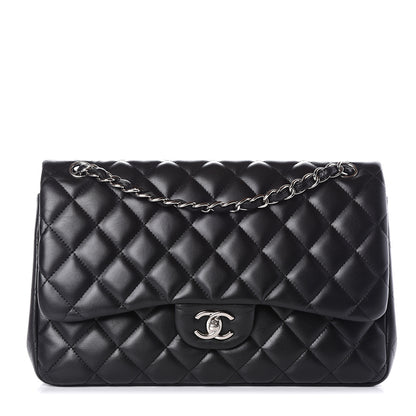 Chanel Lambskin Quilted Jumbo Double Flap Black 1 of 12