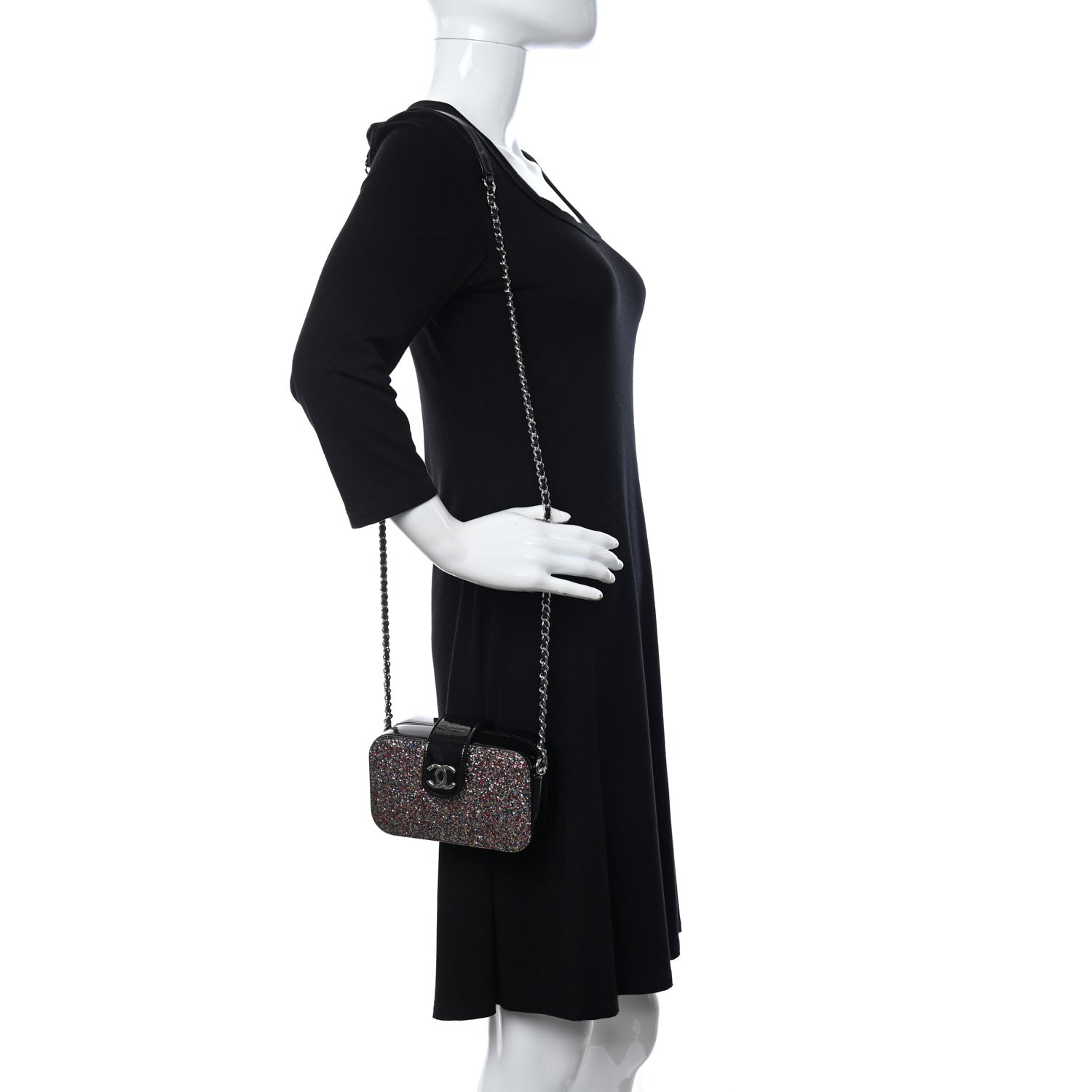 Chanel Glitter Patent Evening On The Moon Camera Case Black Multicolor 2 of 12