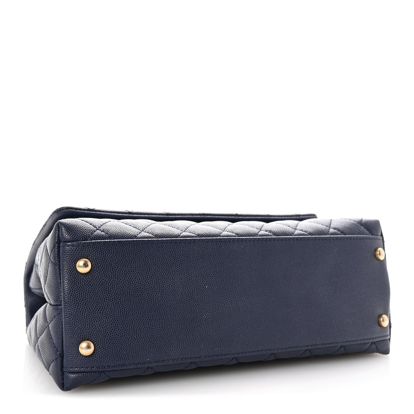 Caviar Elaphe Quilted Small Coco Handle Flap Navy