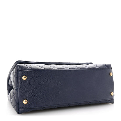 Chanel Caviar Elaphe Quilted Small Coco Handle Flap Navy 4 of 10