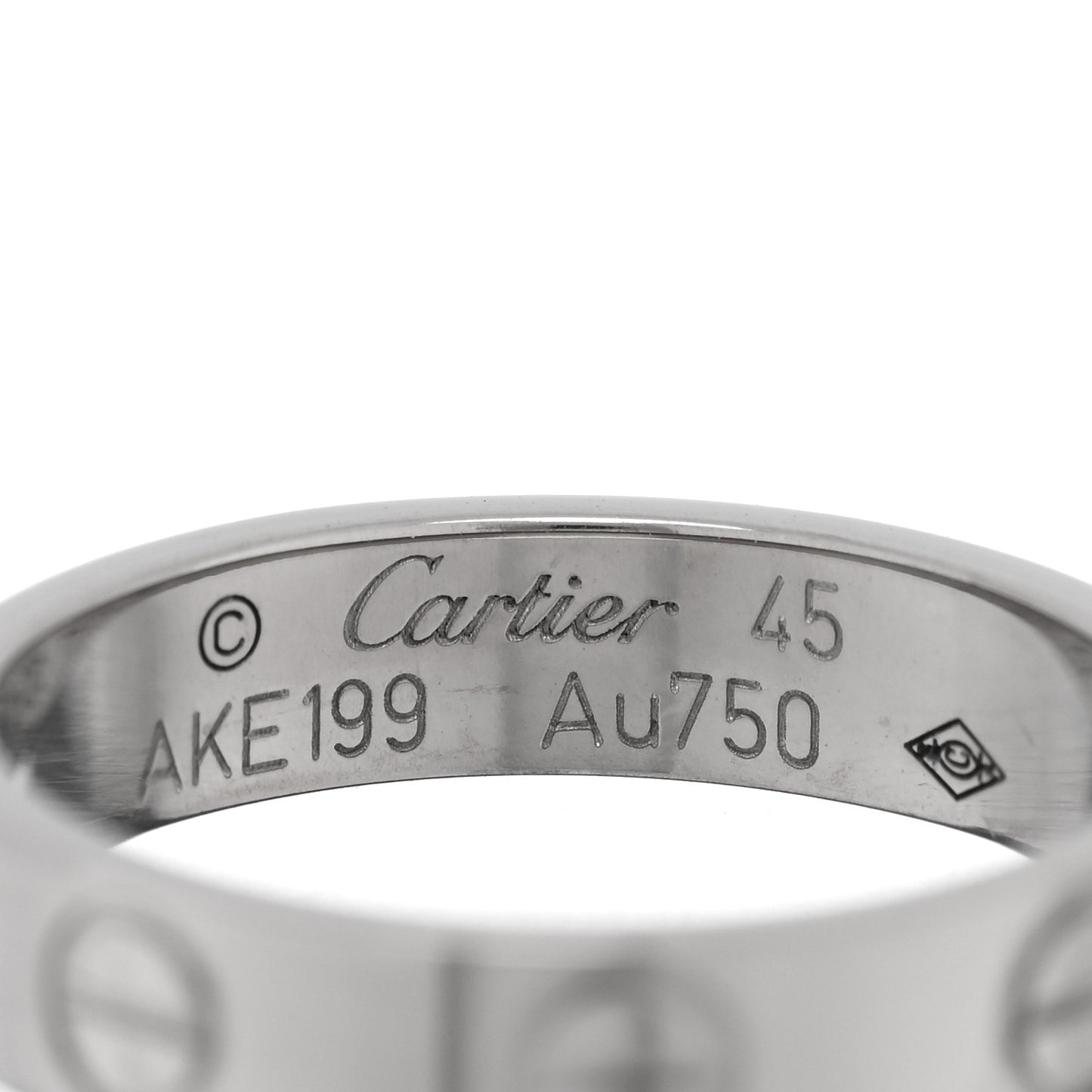 18K White Gold 3.5mm LOVE Wedding Band Ring 45 3.25