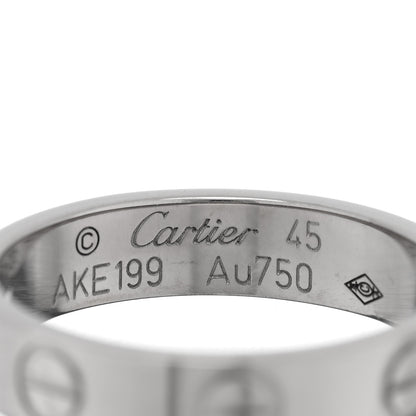 Cartier 18K White Gold 3.5mm LOVE Wedding Band Ring 45 3.25 4 of 5