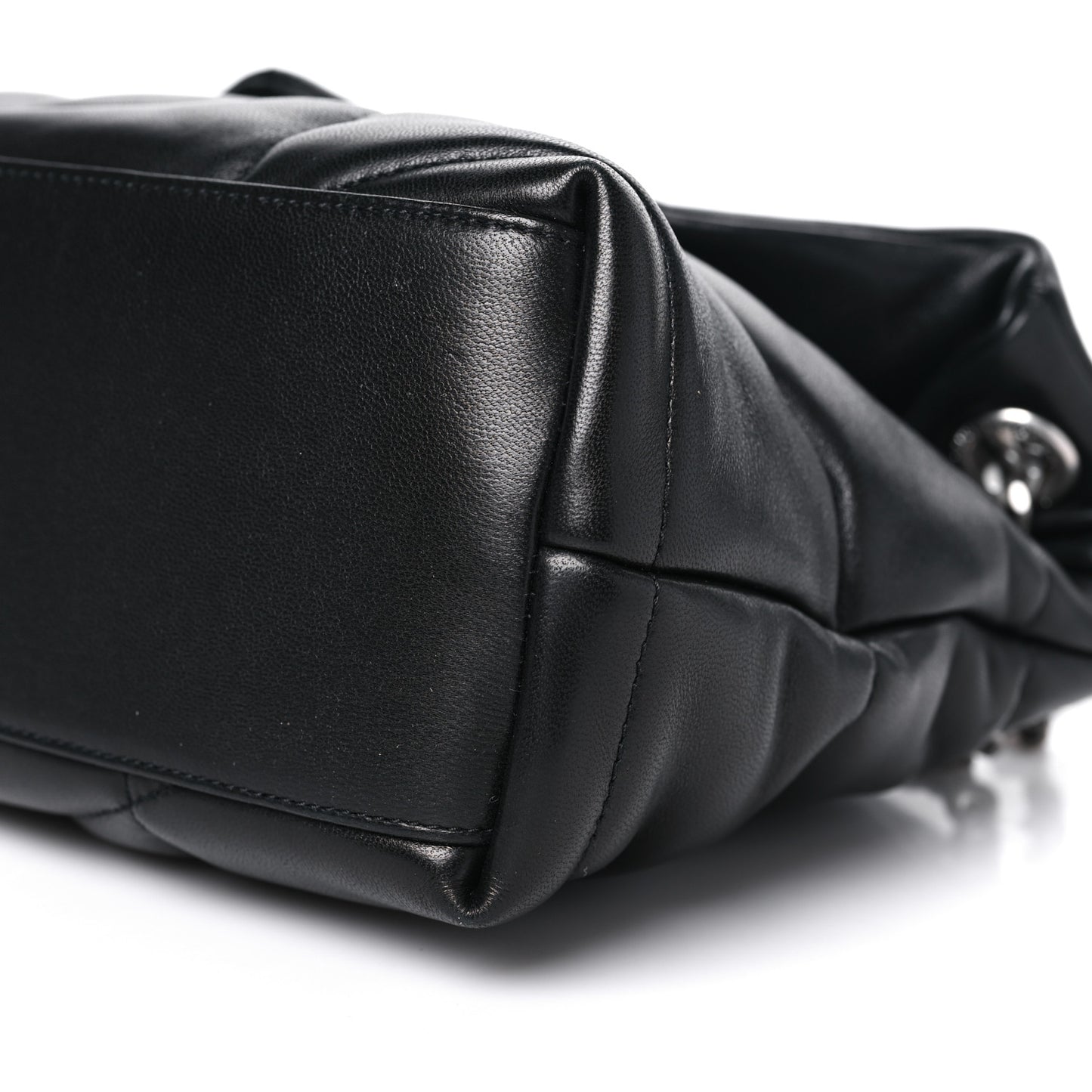 Lambskin Quilted Small Loulou Puffer Monogram Chain Satchel Black