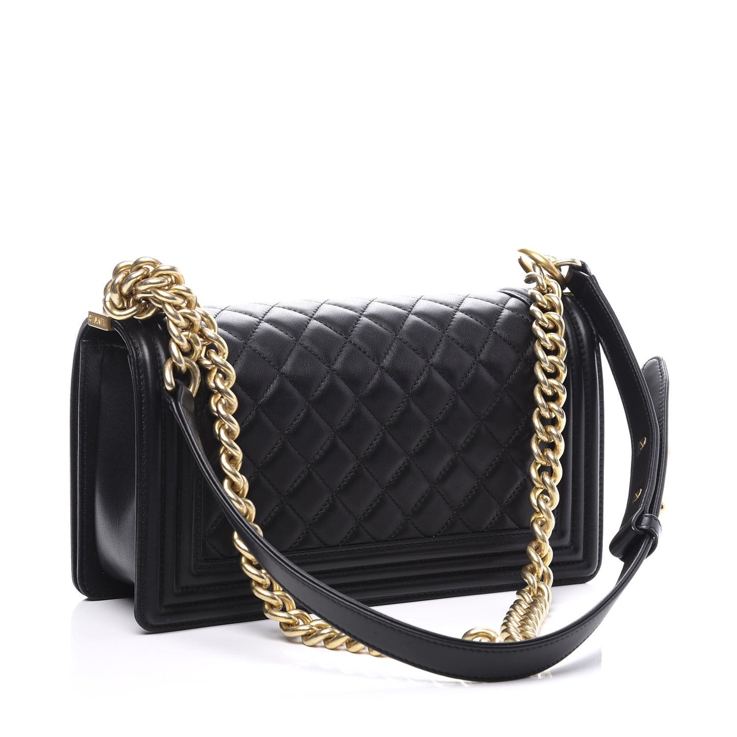 Lambskin Quilted Medium Boy Flap Black