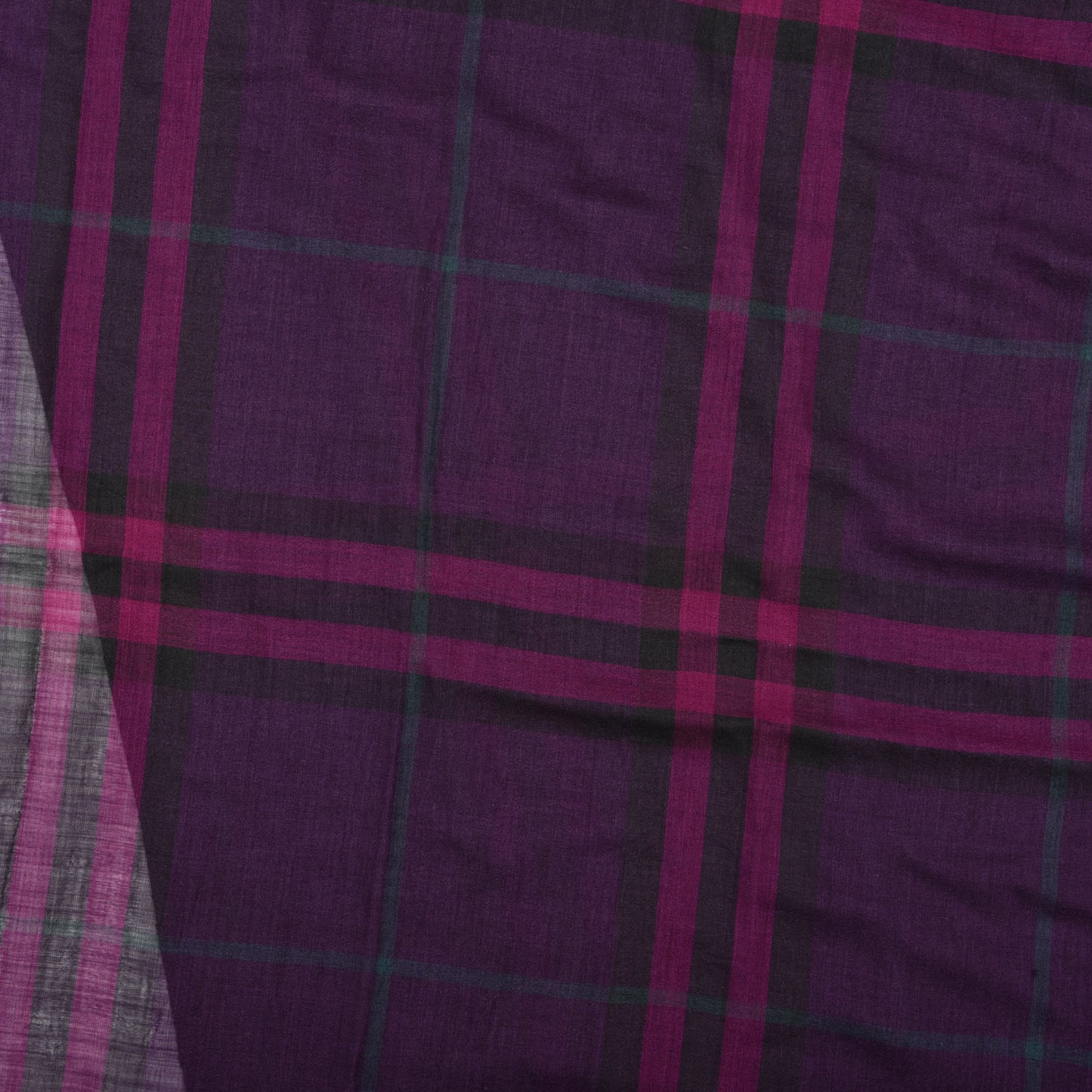 Silk Gauze Giant Check Scarf Purple