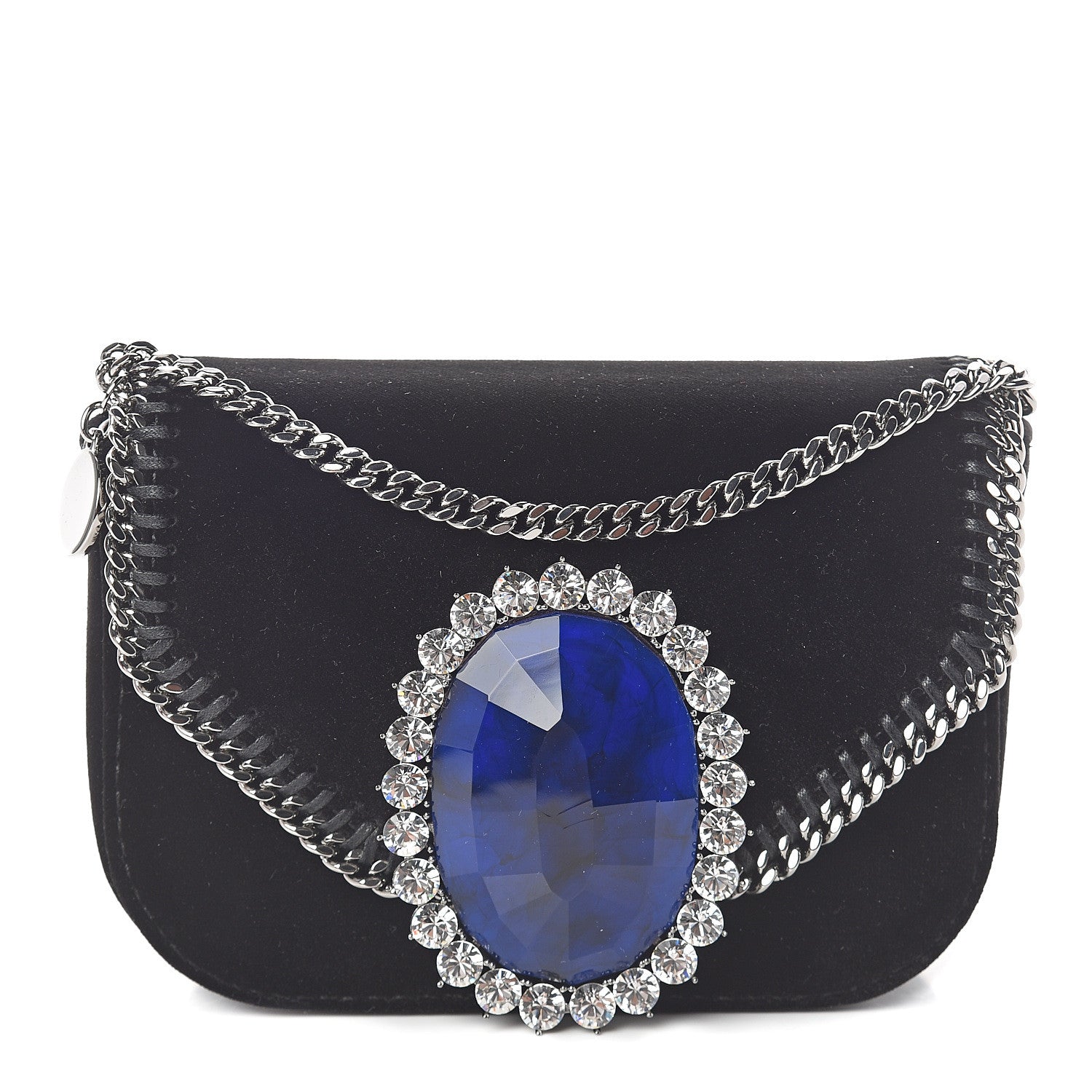Stella McCartney Velvet Crystal Princess Diana Falabella Box Shoulder Bag Black 1 of 8