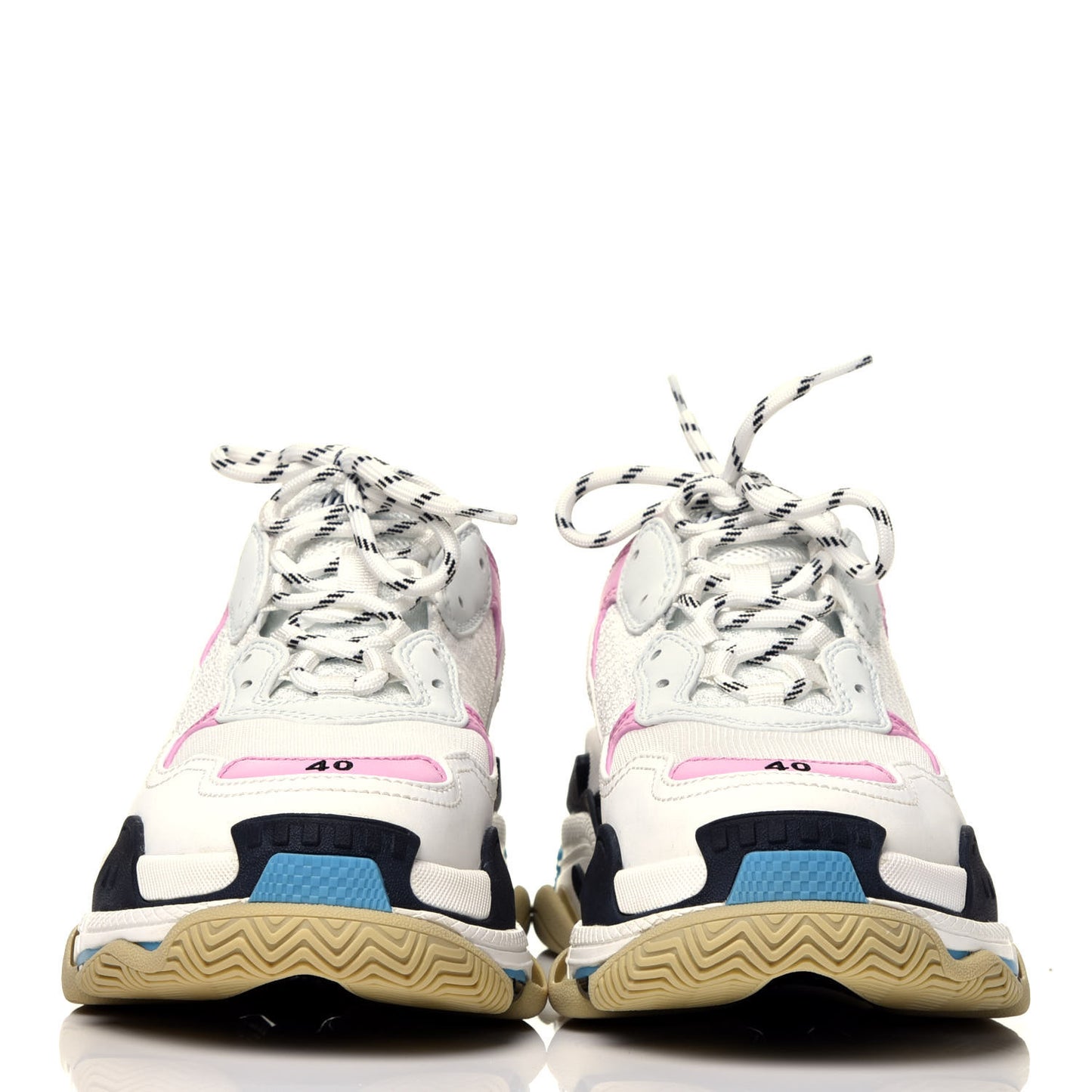 Fabric Mesh Washed Effect Womens Triple S Sneakers 40 Pink White Blue